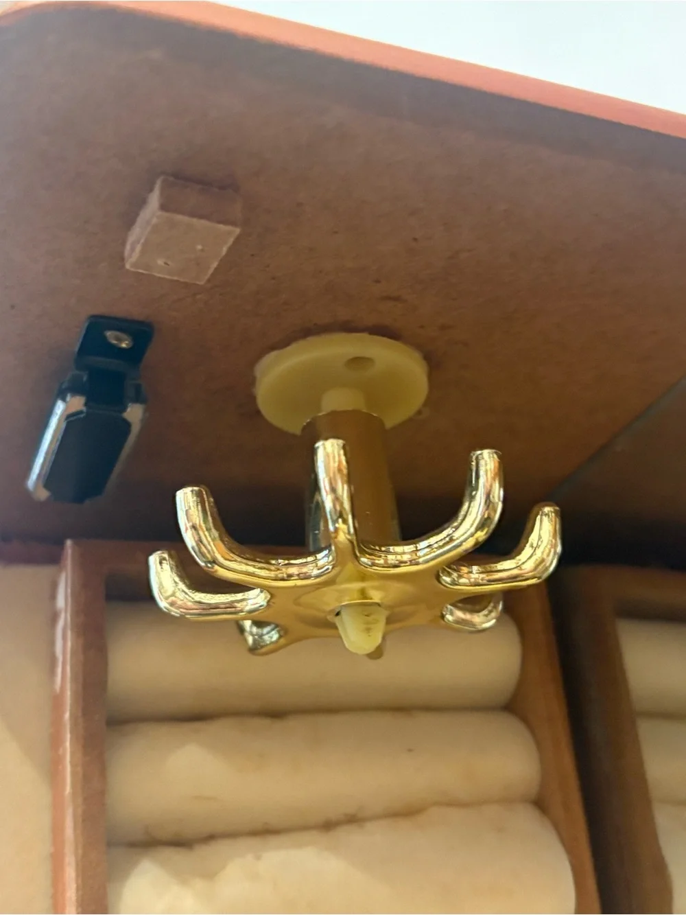 Vintage Wooden Jewelry Box with Glass Door with Four Boxes